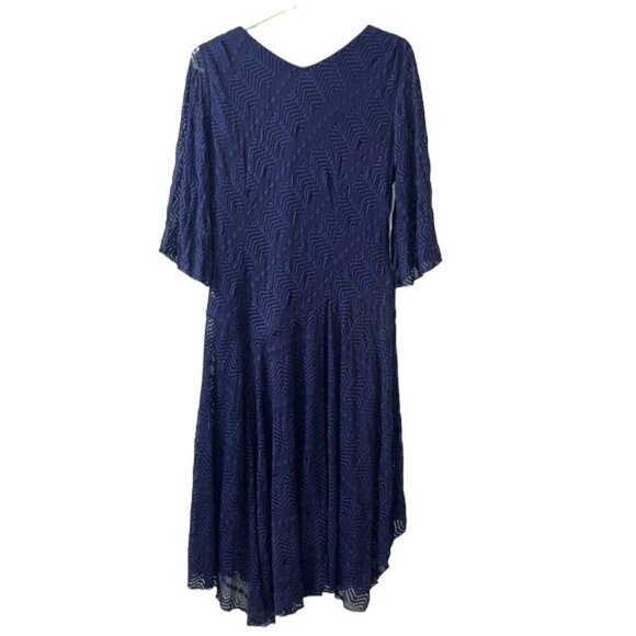 Rabbit Rabbit Rabbit Women's Navy Blue Lace Dress Elbow Length Sleeves Size 12 - Picture 9 of 12